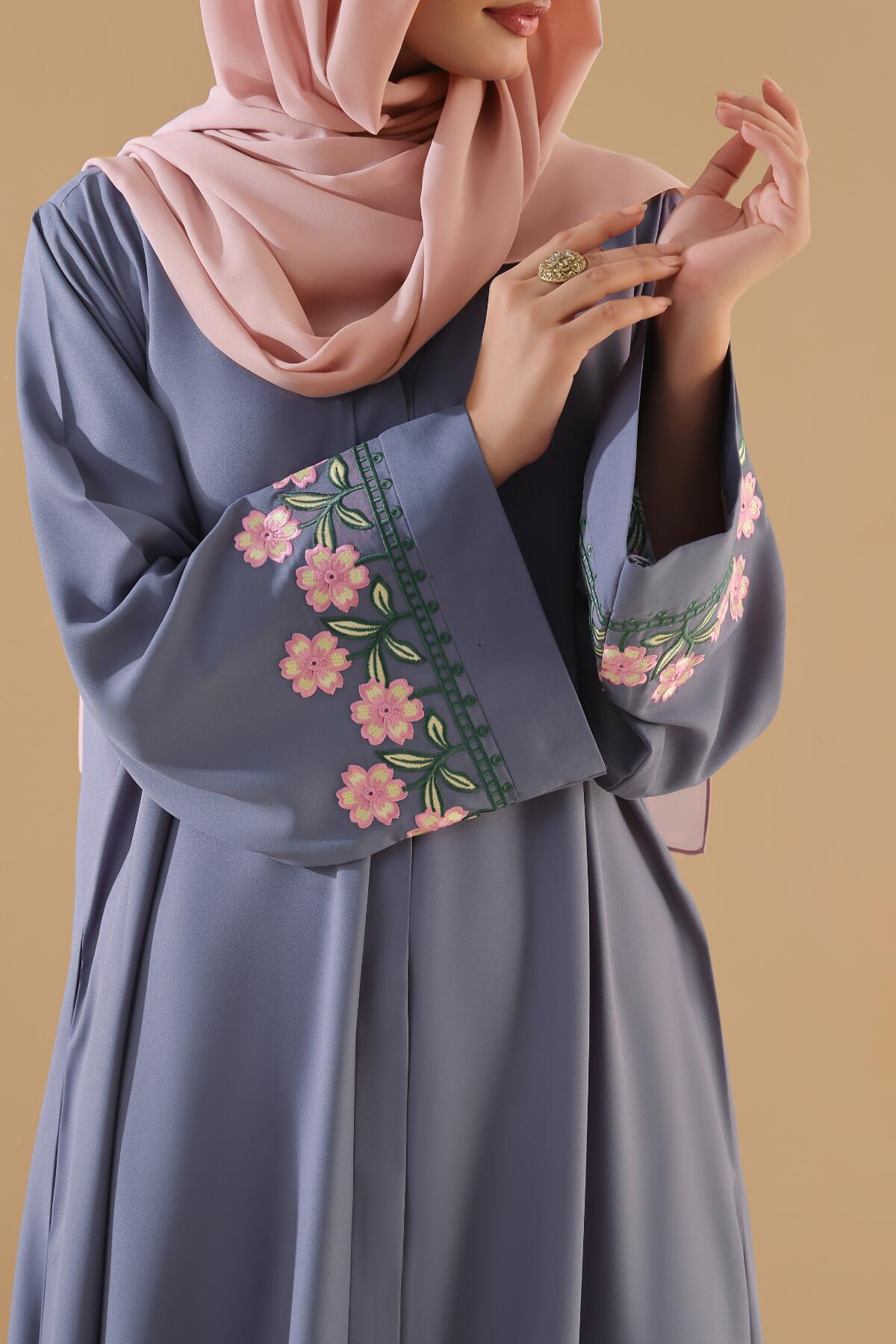 Dolphin Bloom Embroidered Abaya