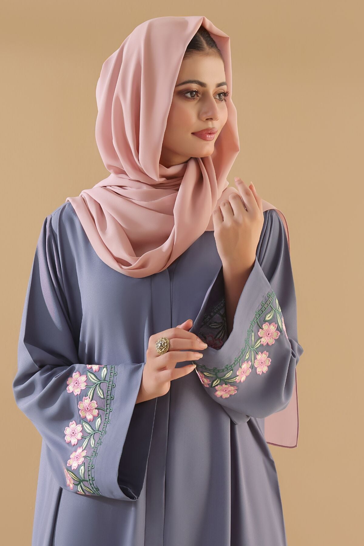 Dolphin Bloom Embroidered Abaya