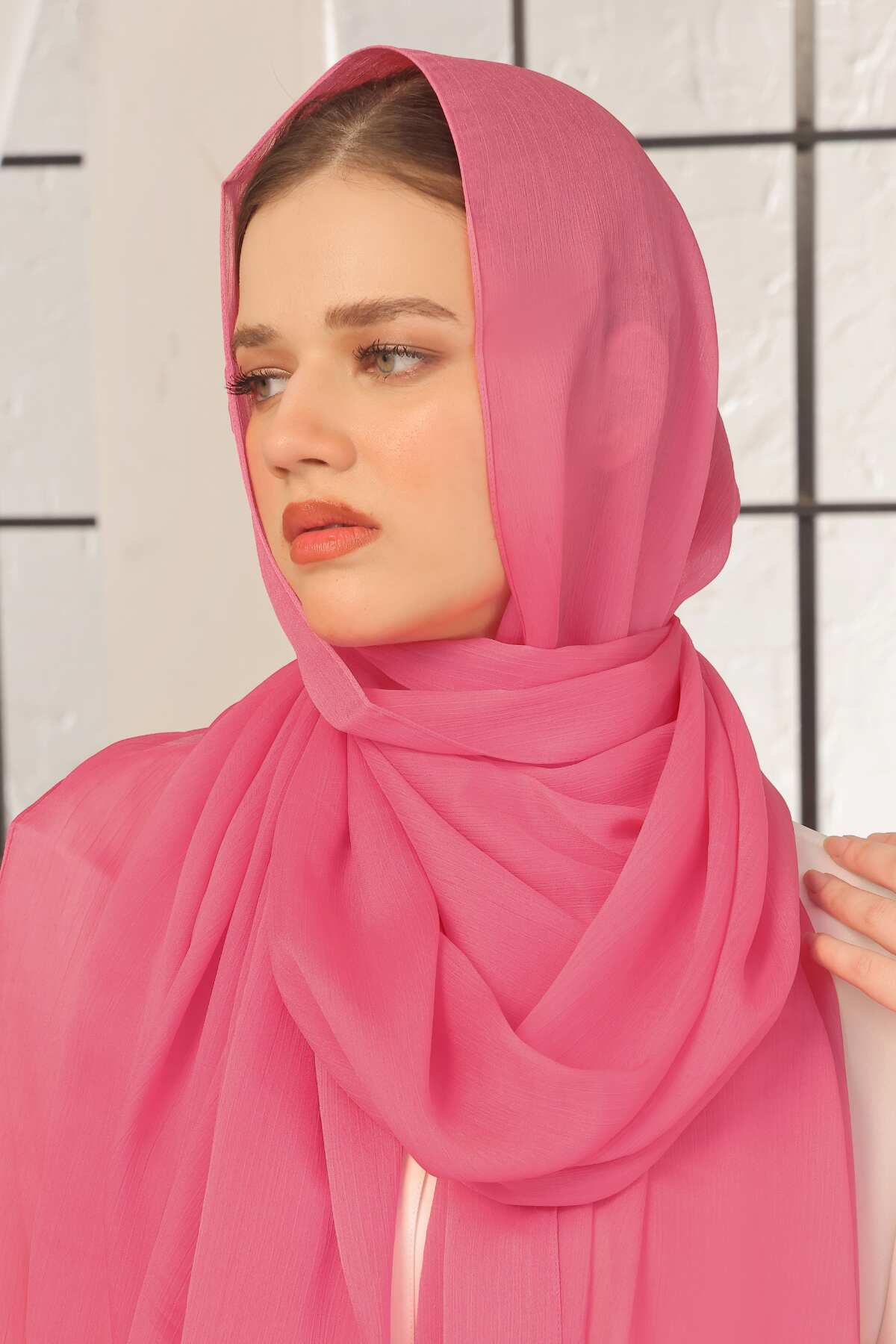 Faded Red Crinkle Silk Hijab