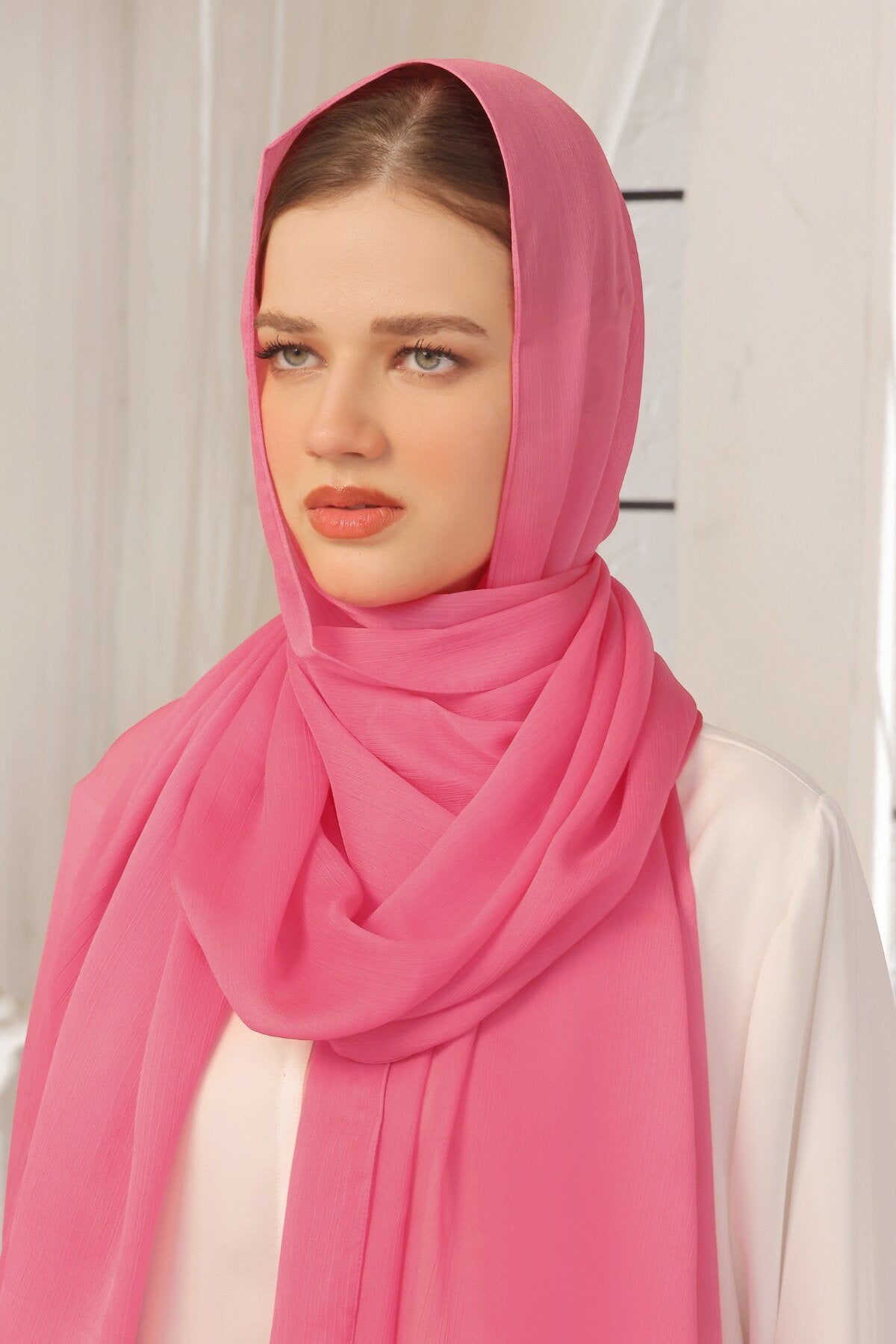 Faded Red Crinkle Silk Hijab
