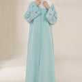 Frost Blue Embroidered Abaya