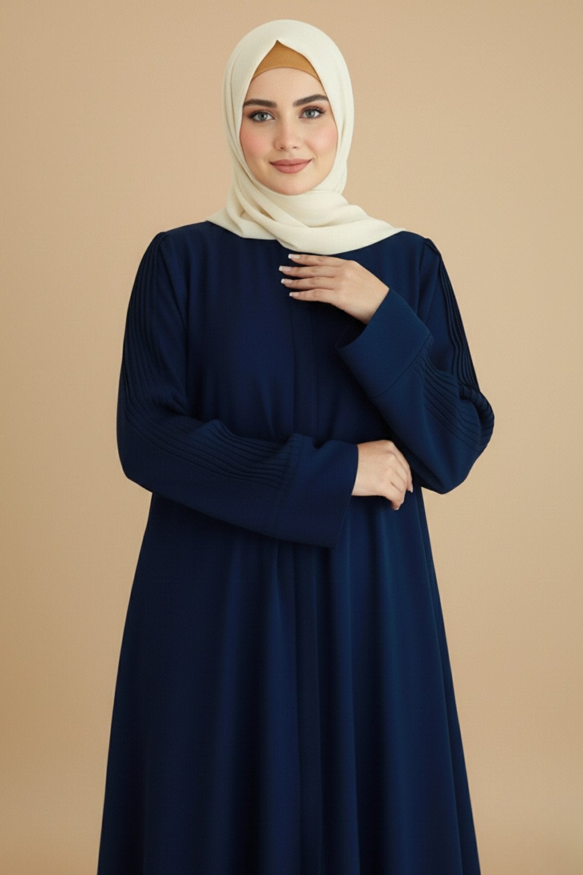 Gulf Blue Pleated Abaya