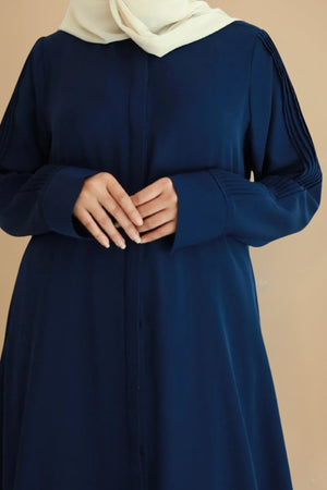 Gulf Blue Pleated Abaya
