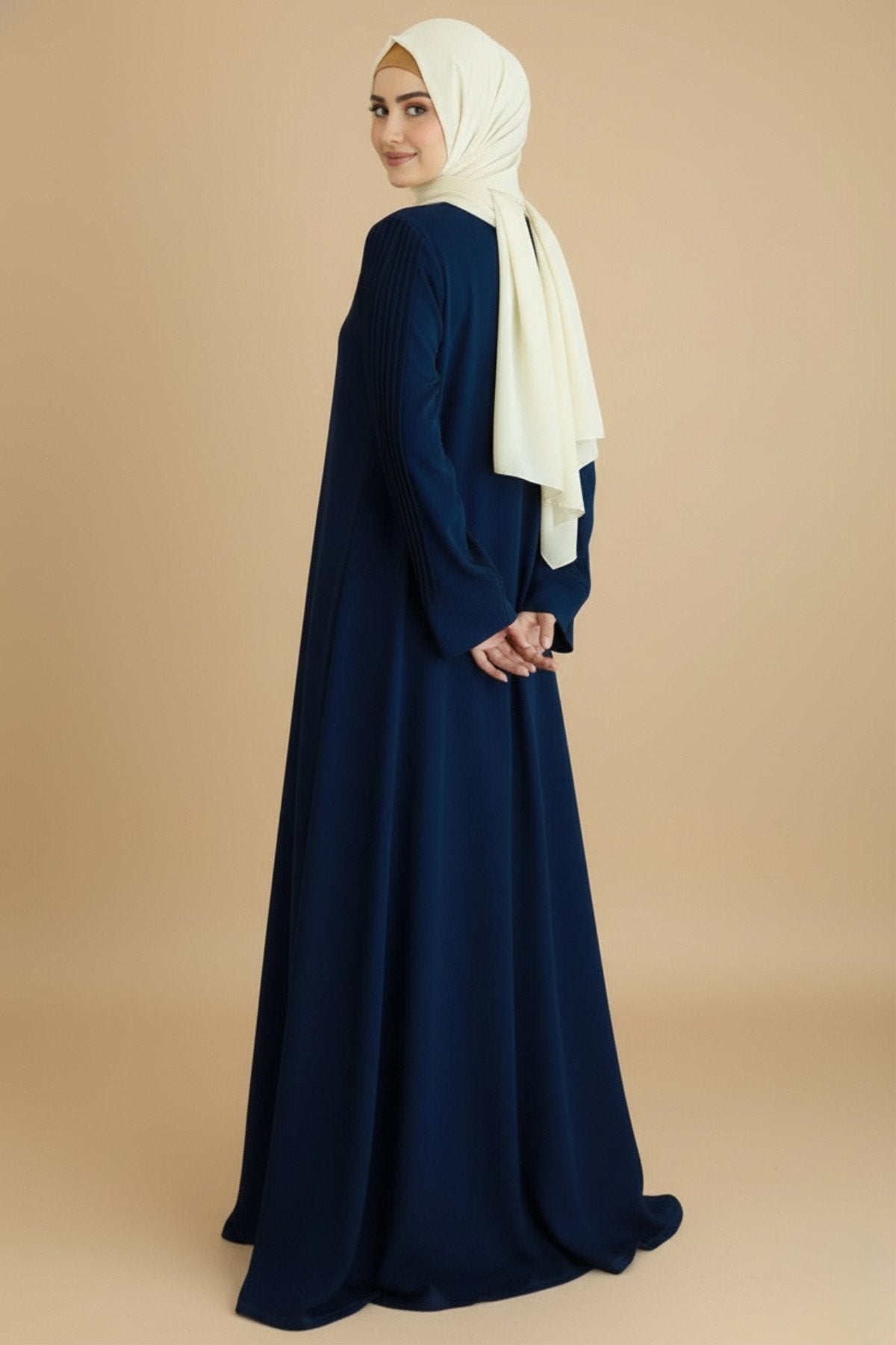 Gulf Blue Pleated Abaya