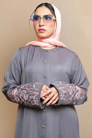 Hibiscus Mid Grey Abaya