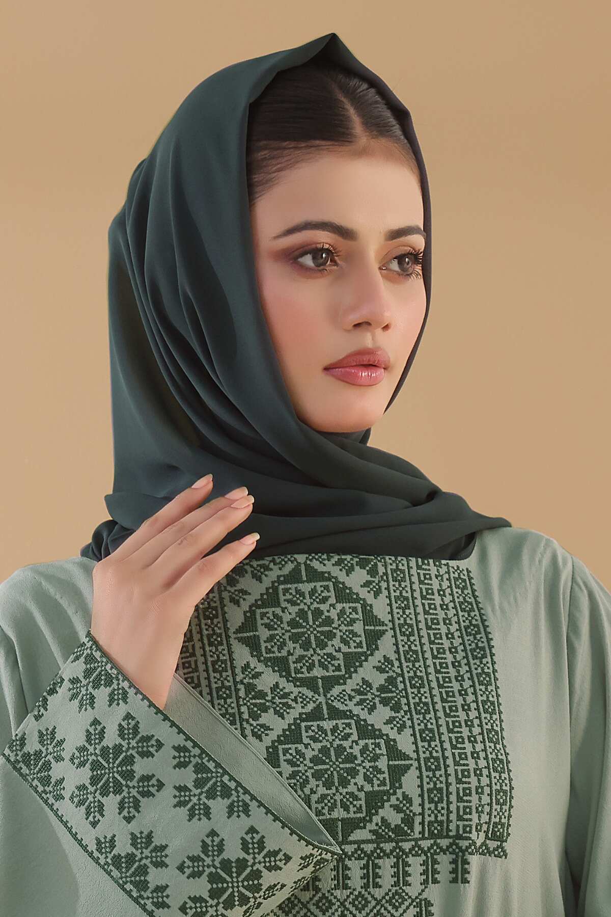 Jungle Green Georgette Hijab