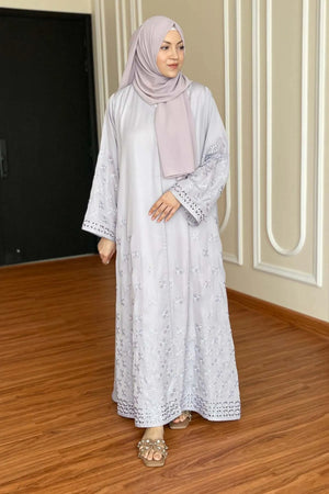 Lilac Leaf Petal Embroidered Abaya