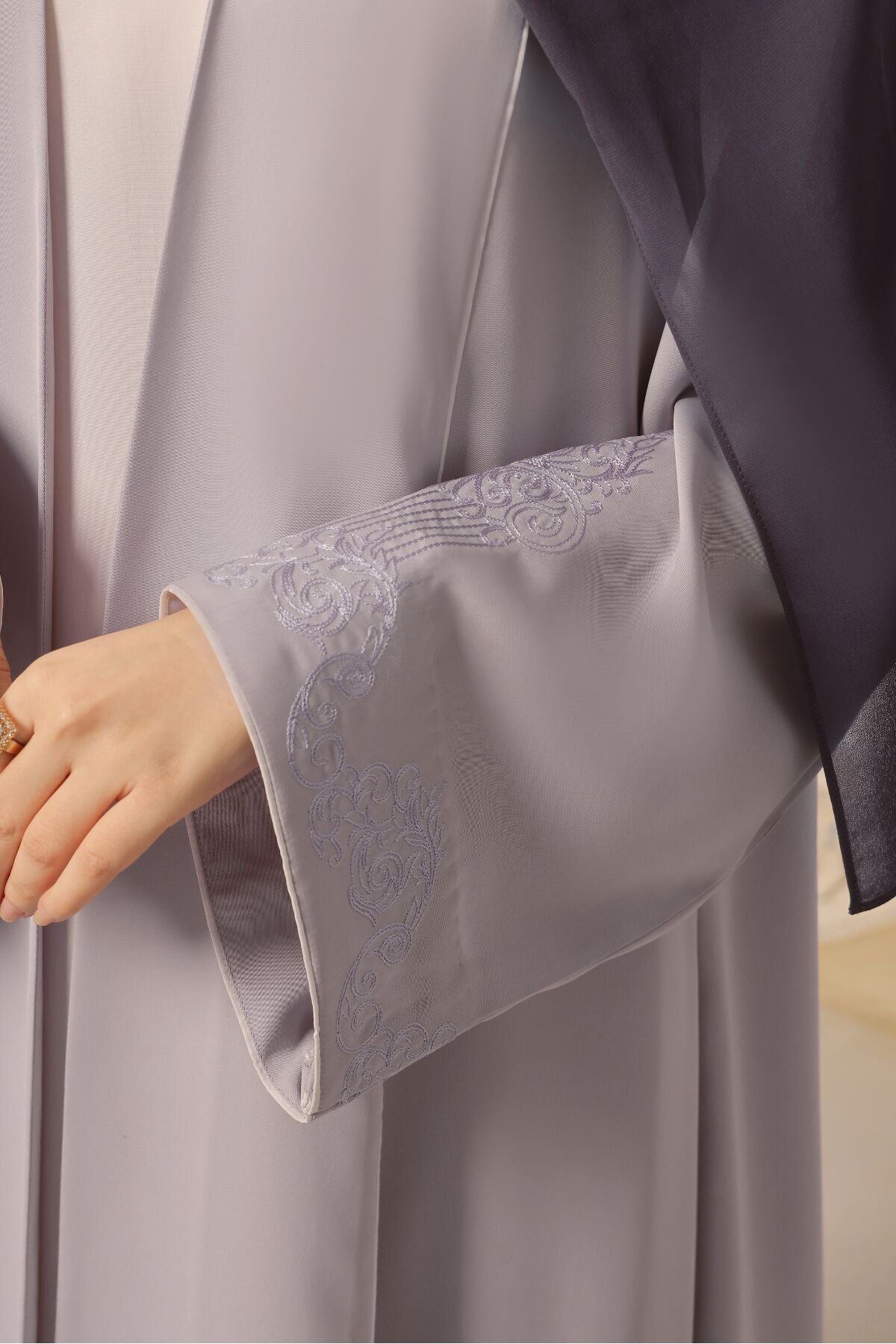 Lilac Shrug Embroidered Abaya