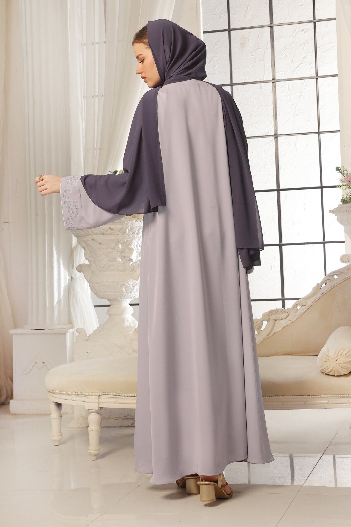 Lilac Shrug Embroidered Abaya