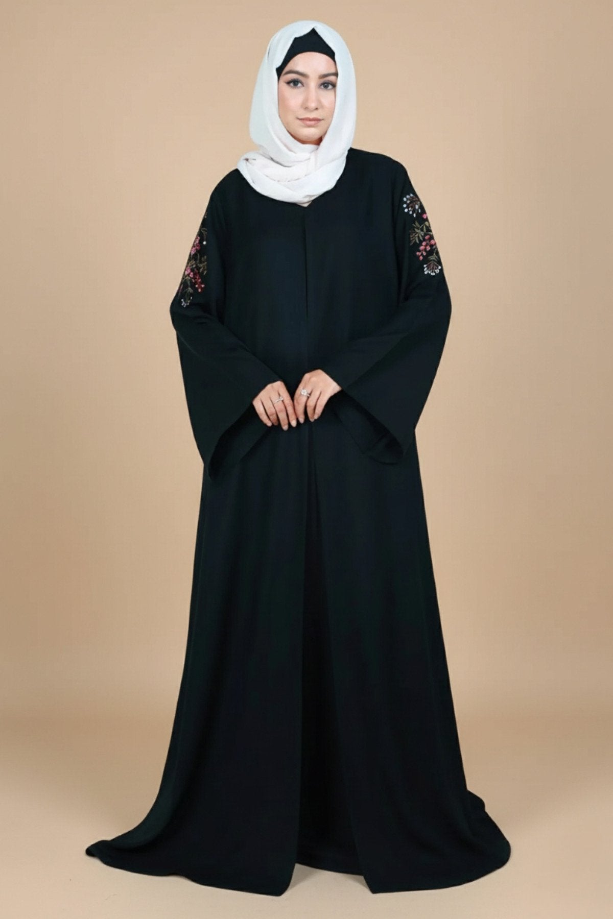 Lily Tulip Floral Black Abaya