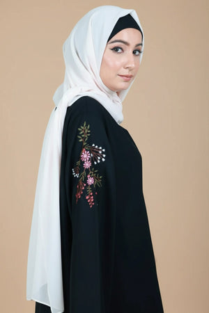 Lily Tulip Floral Black Abaya