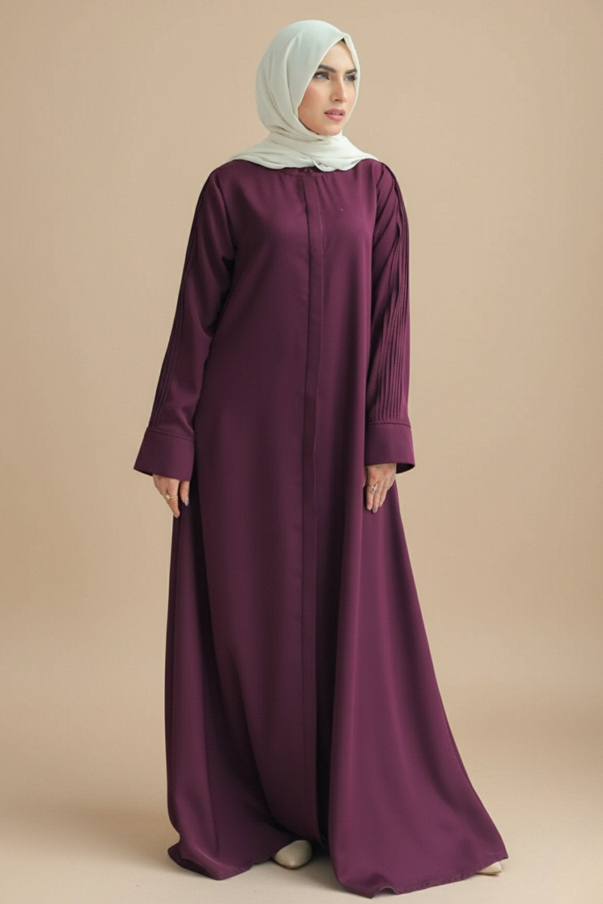 Mauve Pleated Abaya