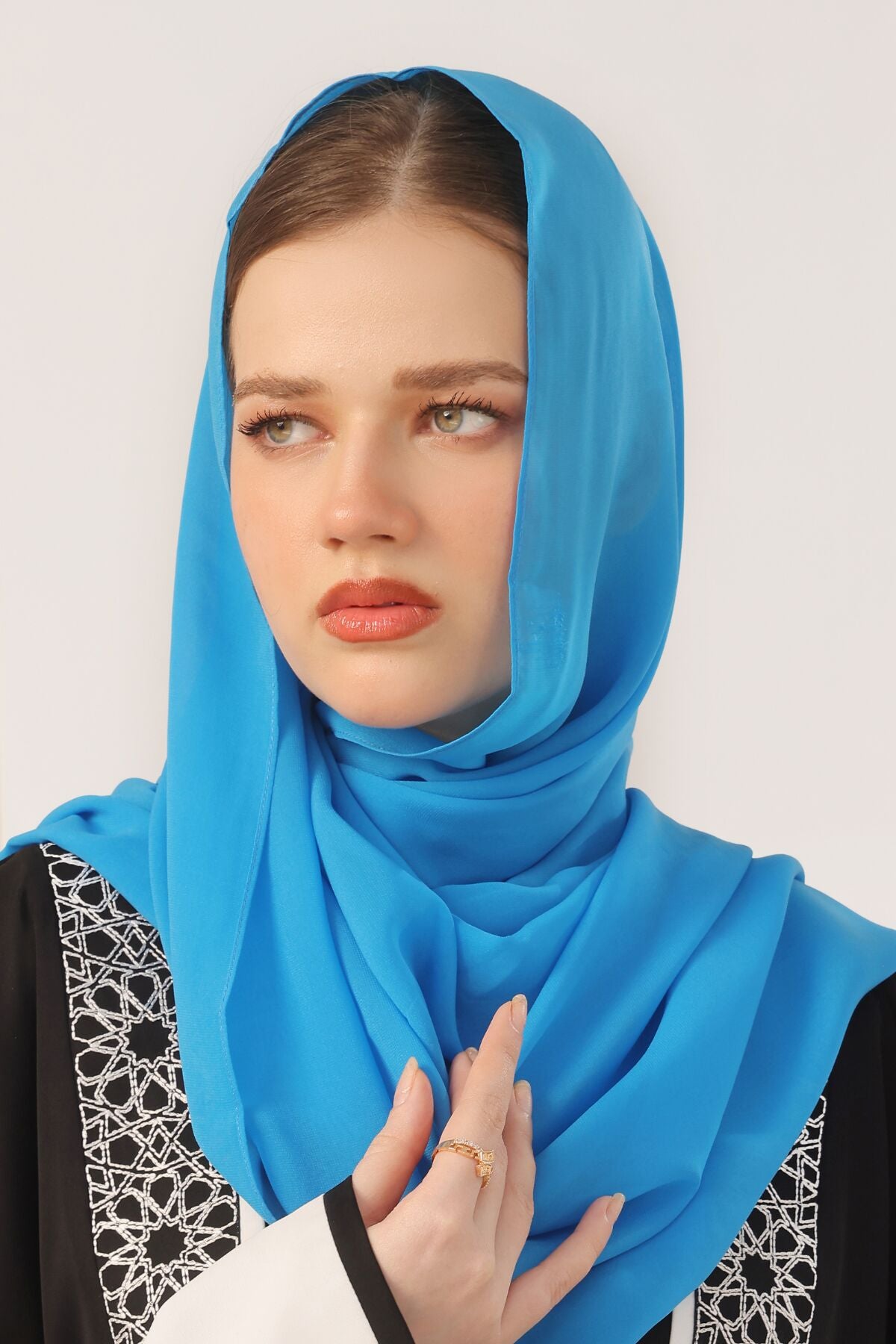 Mid Blue Georgette Hijab
