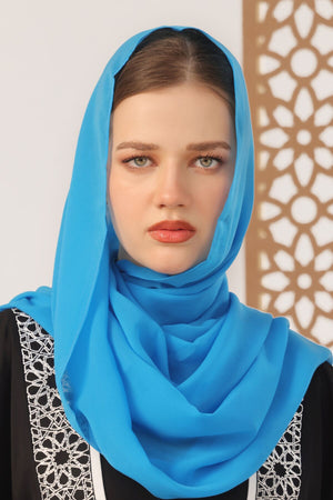 Mid Blue Georgette Hijab