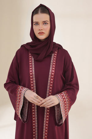 Noir Heritage Maroon Abaya