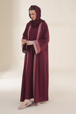 Noir Heritage Maroon Abaya