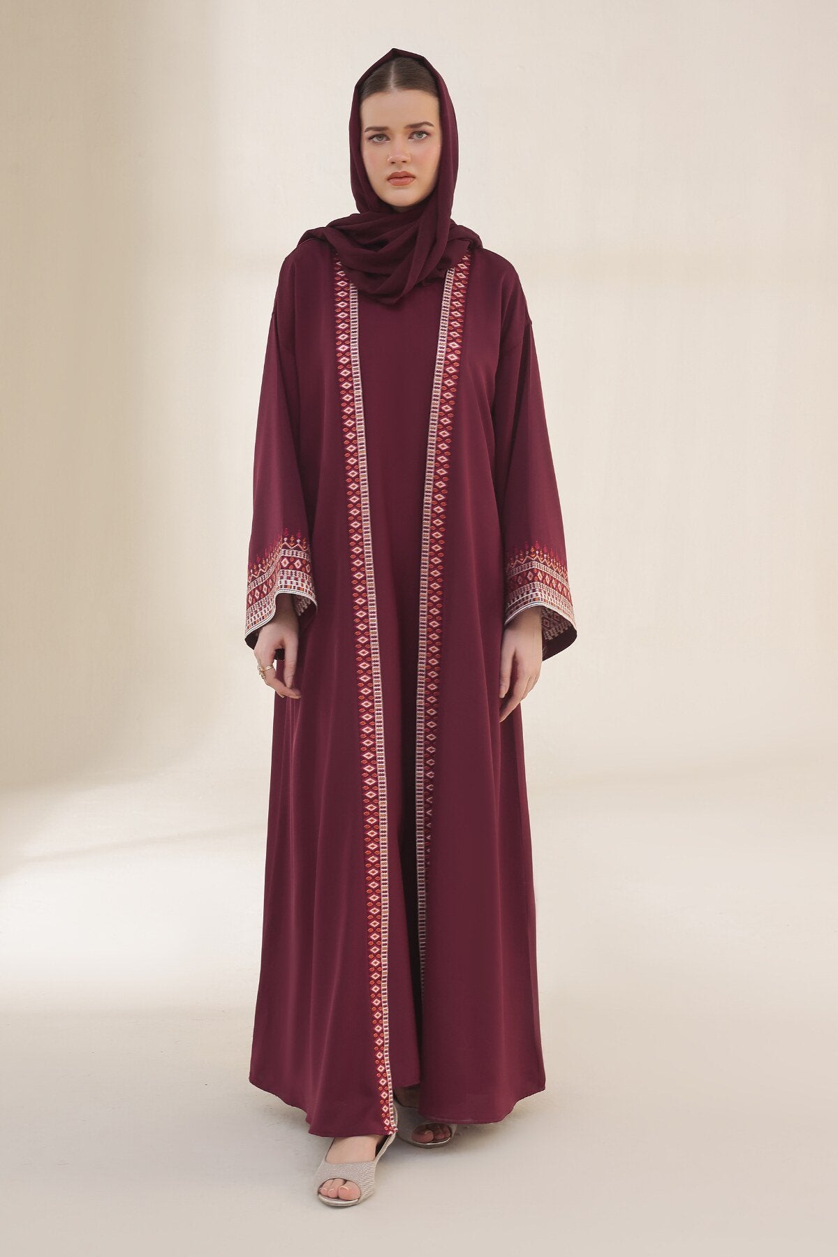 Noir Heritage Maroon Abaya