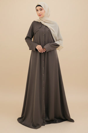 Olive Green Lapel Abaya