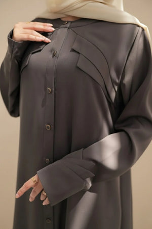 Olive Green Lapel Abaya