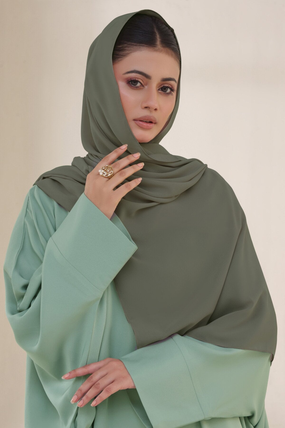 Olive Haze Georgette Hijab