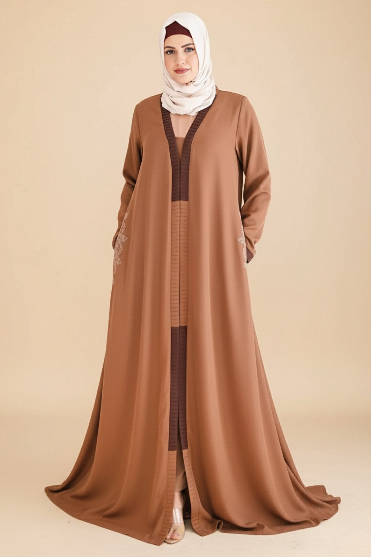 Pale Copper Kimono Abaya