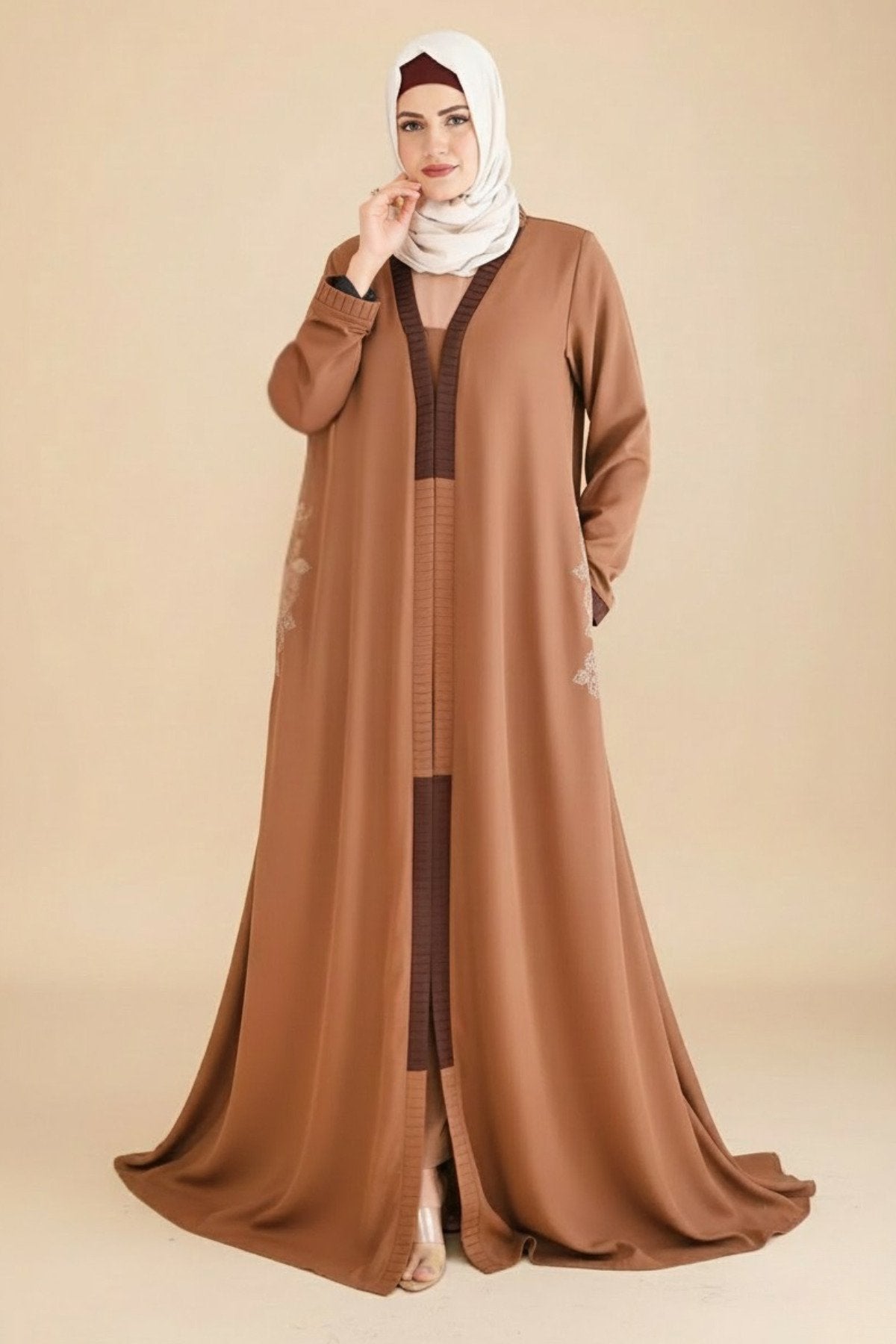 Pale Copper Kimono Abaya