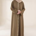 Pastel Brown Embroidered Abaya
