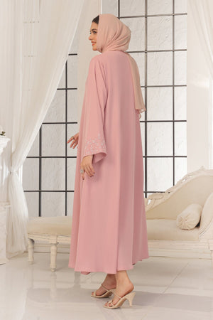 Pastel Pink Beaded Abaya
