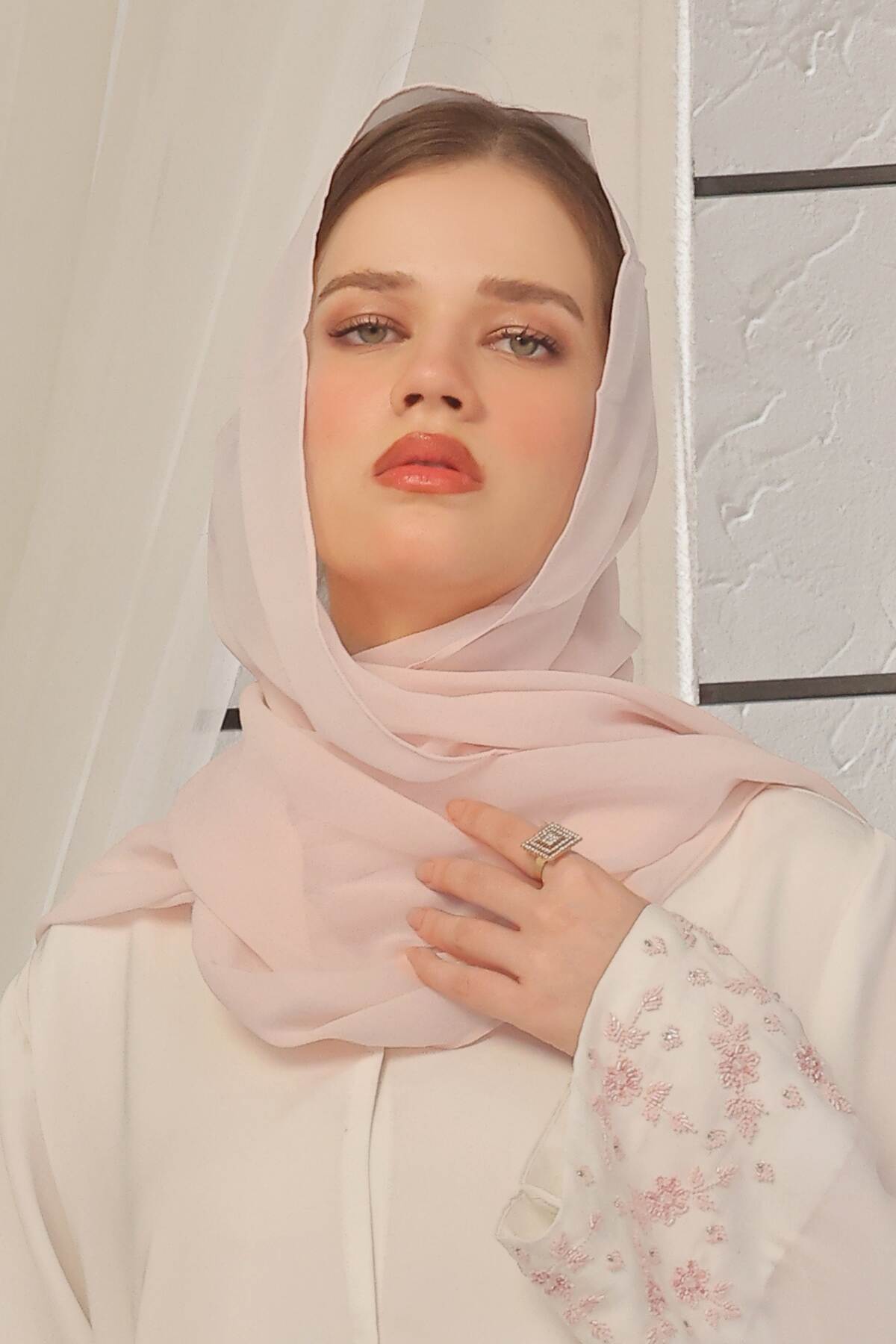 Peach Puff Georgette Hijab