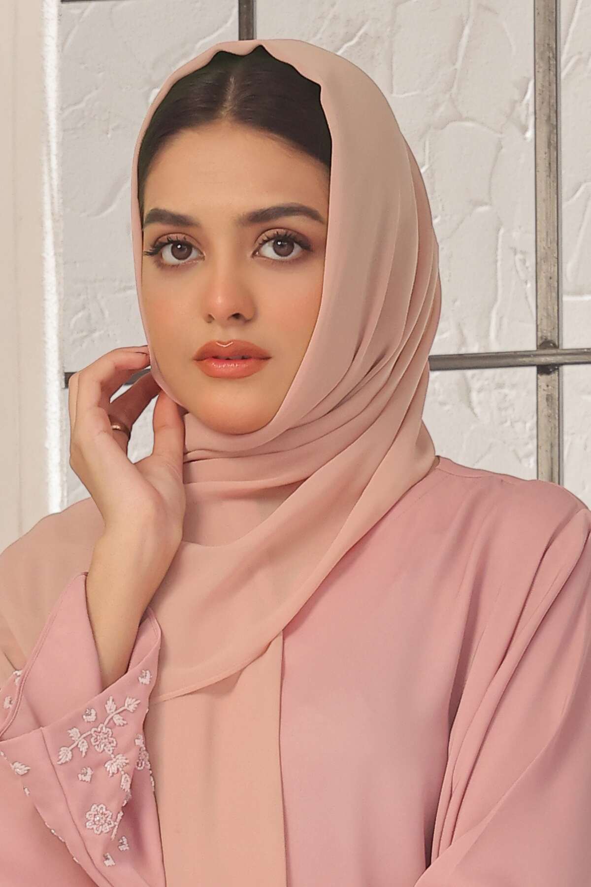 Pinkish Tan Georgette Hijab