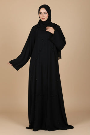 Pleated Pintex Black Abaya