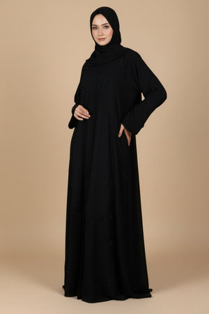 Pleated Pintex Black Abaya