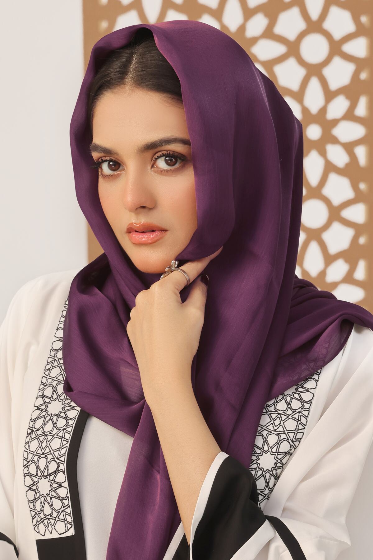 Plum Purple Crinkle Silk Hijab