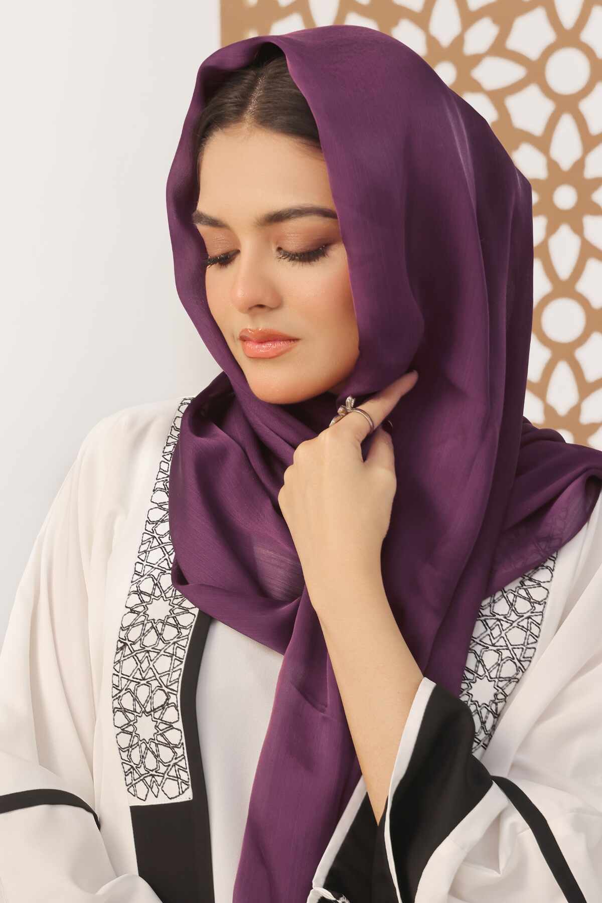 Plum Purple Crinkle Silk Hijab