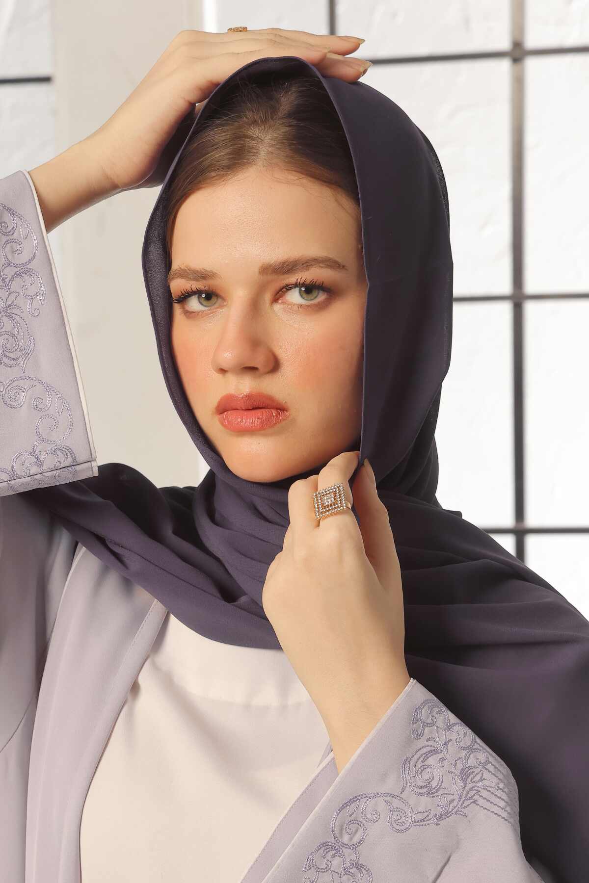 Purple Taupe Georgette Hijab