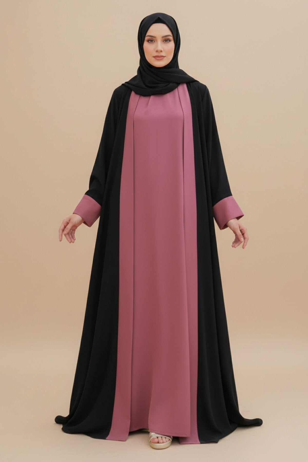 Raspberry Glace Kimono Abaya