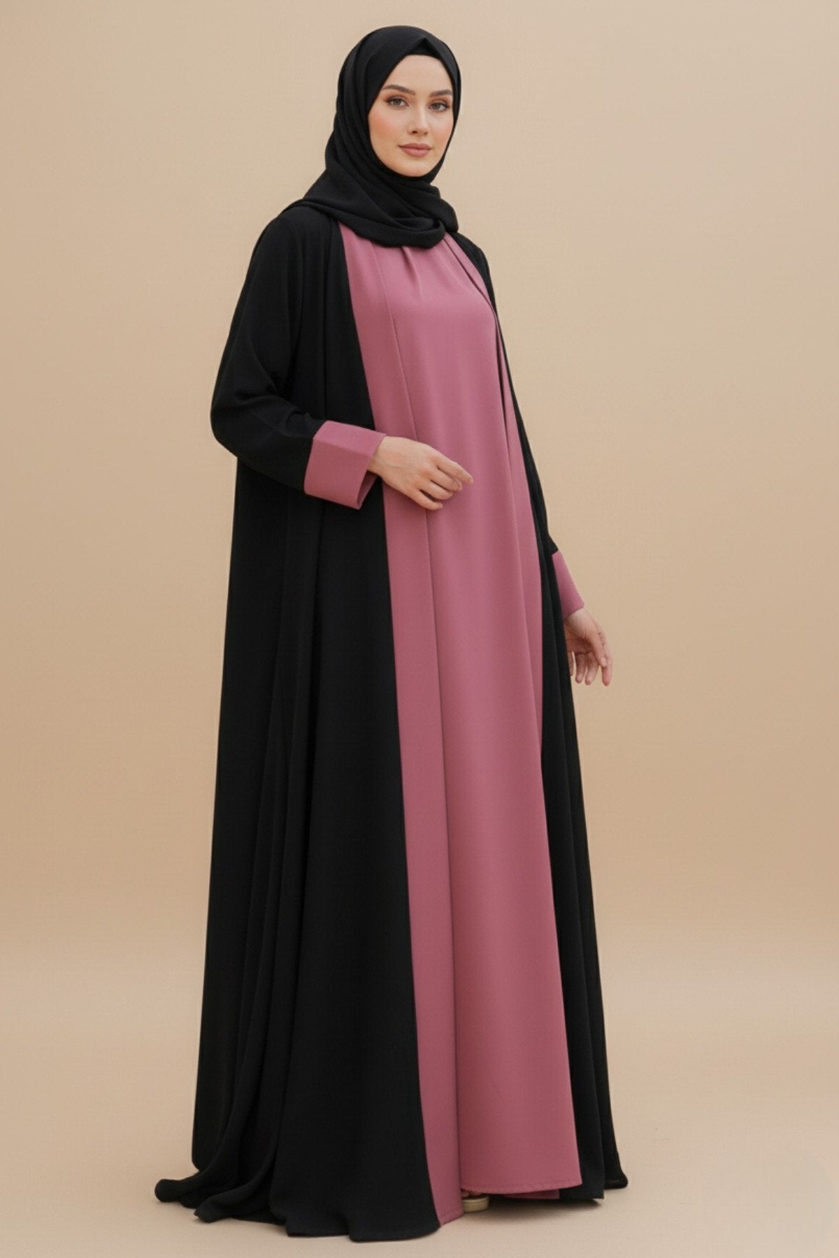 Raspberry Glace Kimono Abaya
