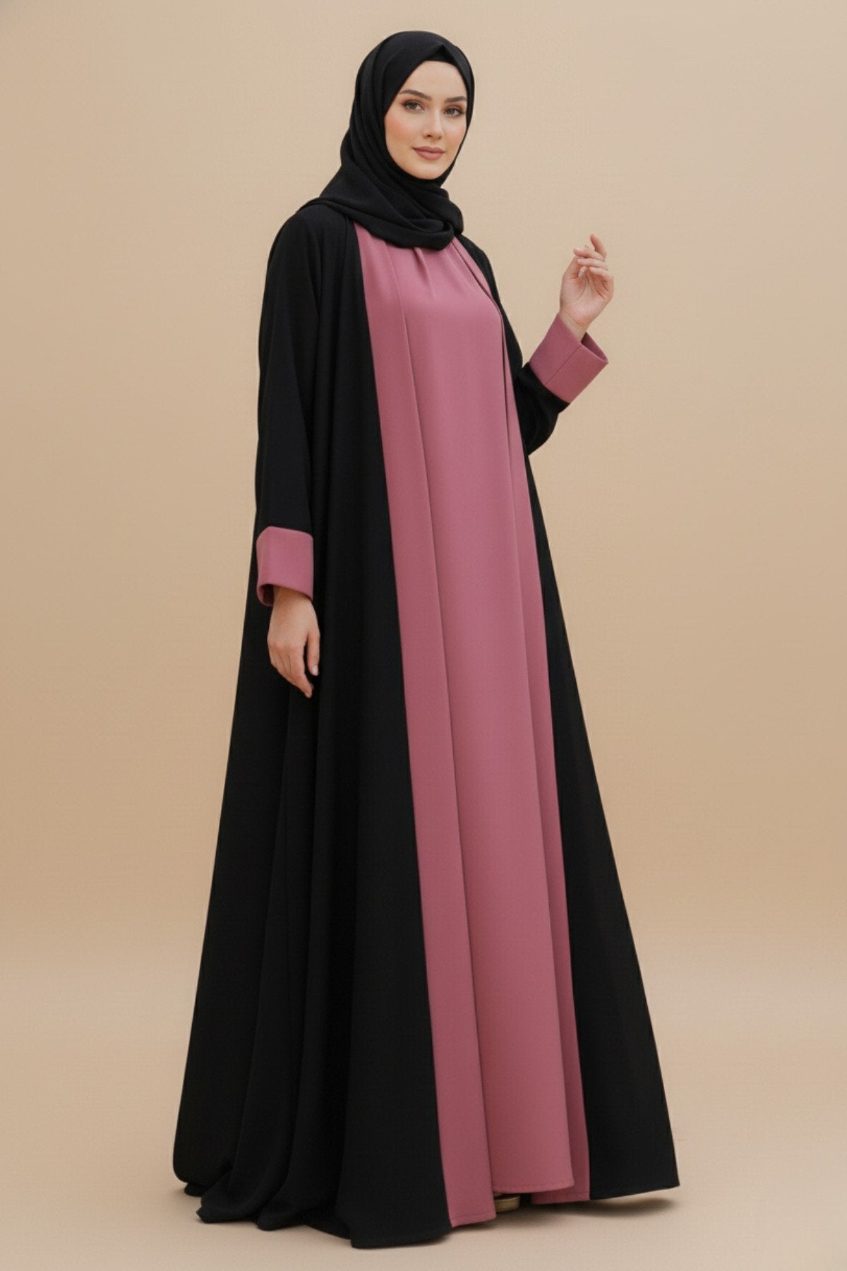 Raspberry Glace Kimono Abaya