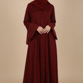 Raspberry Manipulated Flare Abaya
