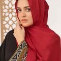 Red Crinkle Silk Hijab