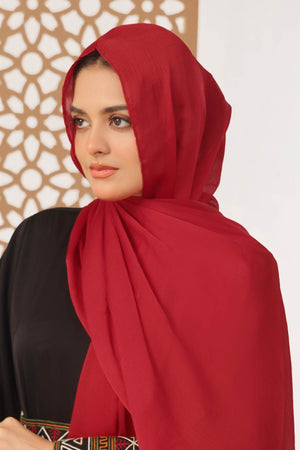 Red Crinkle Silk Hijab