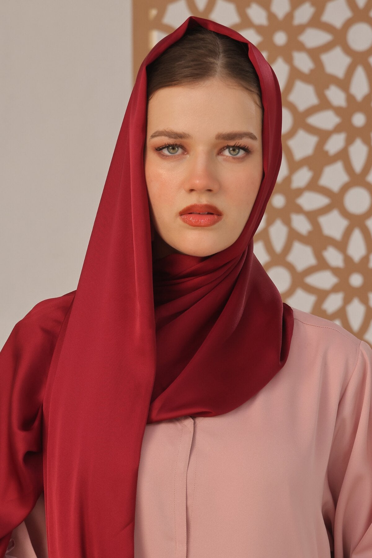 Red Silk Hijab
