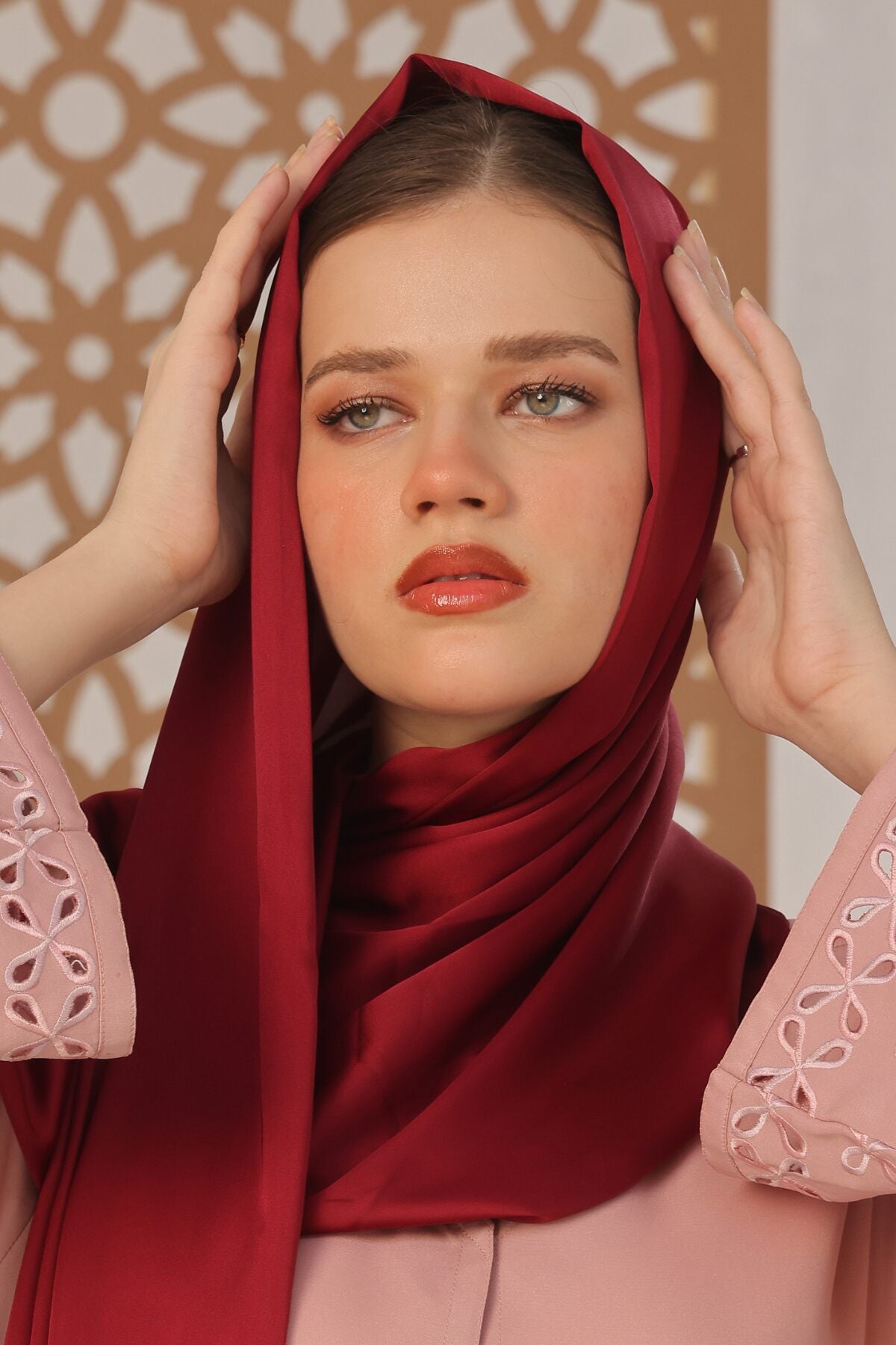 Red Silk Hijab