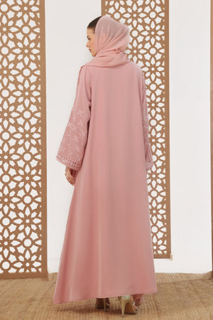 Rose Pink Embroidered Abaya