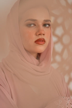 Rose Pink Embroidered Abaya