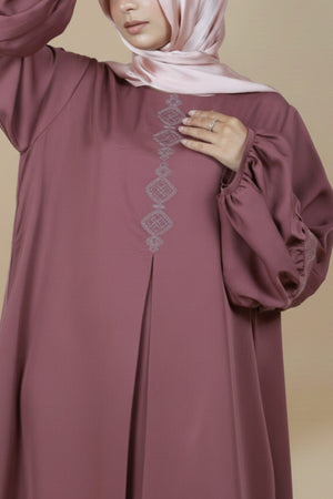 Rose Taupe Embroidered Abaya