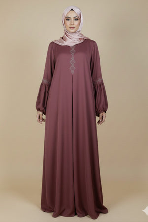 Rose Taupe Embroidered Abaya