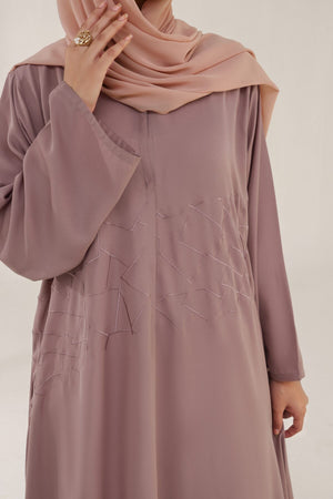 Rosy Brown Embroidered Abaya