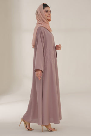 Rosy Brown Embroidered Abaya