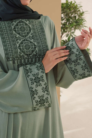 Sage Green Embroidered Abaya